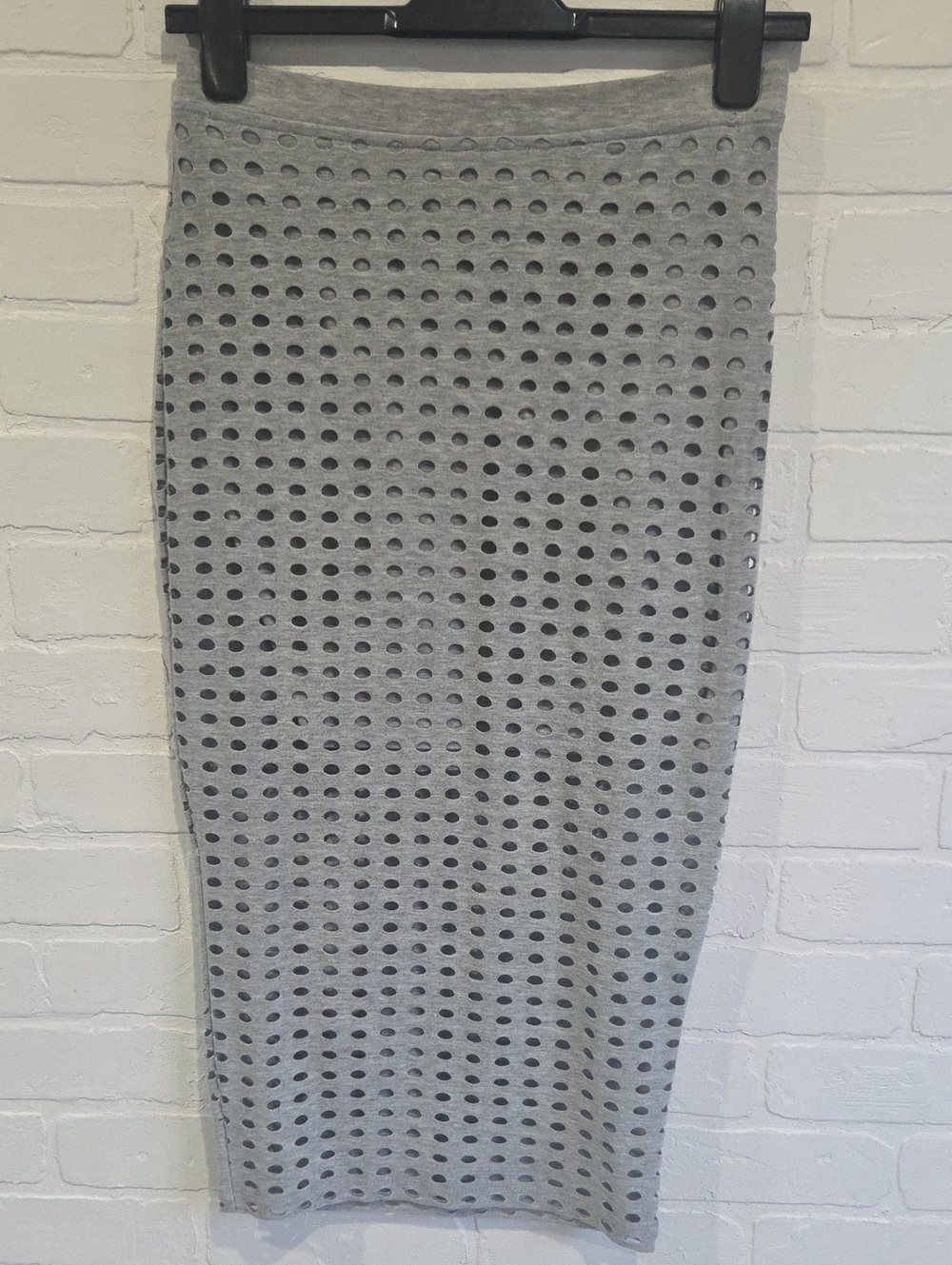 Alexander Wang Grey Eyelet Midi Pencil Skirt